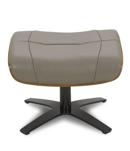 Pouf in leather and Natural oak - Naos - Brownish-grey