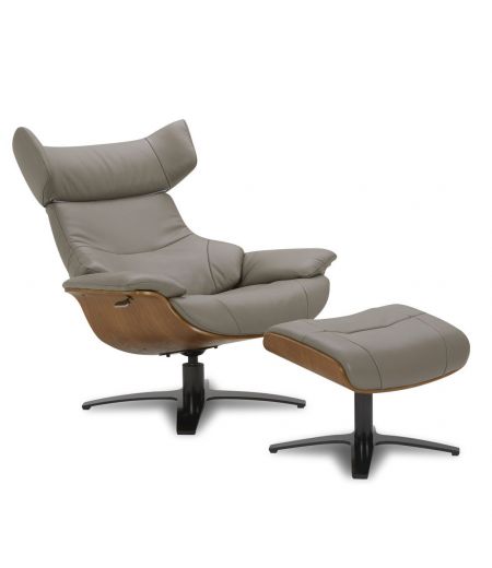 Puf en piel y roble natural - Naos