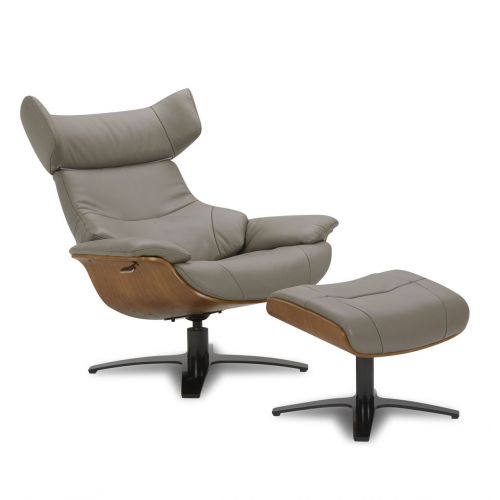 Puf en piel y roble natural - Naos