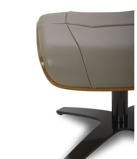 Puf en piel y roble natural - Naos