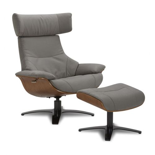 Puf de microfibra y roble natural - Naos