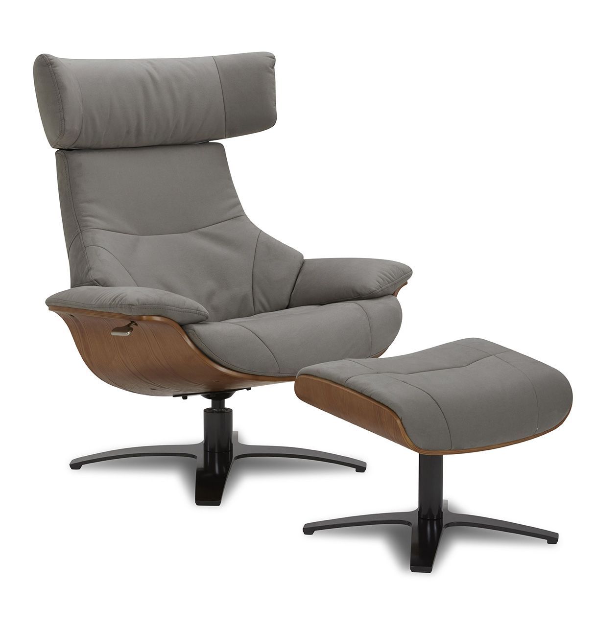 Pouf en Microfibre et chêne Naturel - Naos