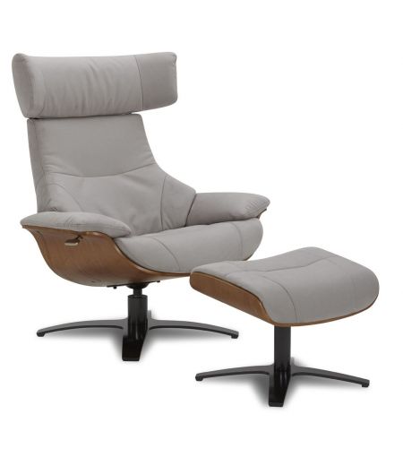 Puf de microfibra y roble natural - Naos