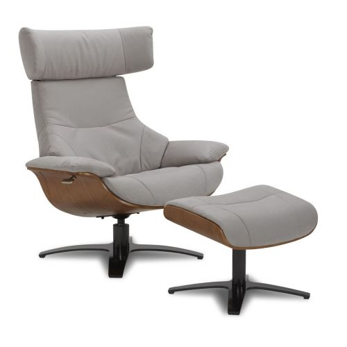 Puf de microfibra y roble natural - Naos