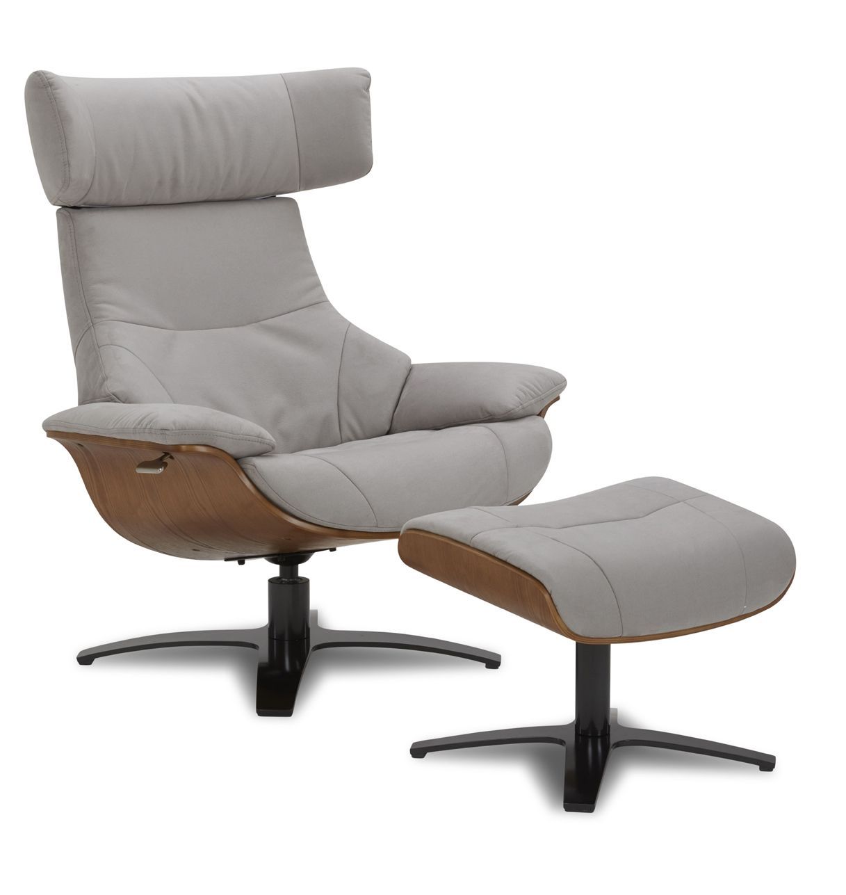 Puf de microfibra y roble natural - Naos