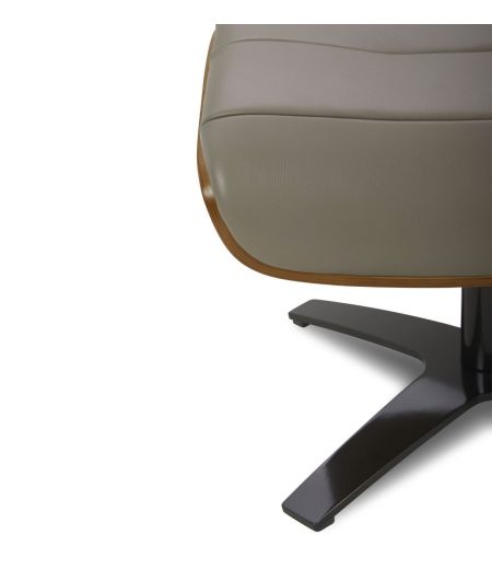 Puf de piel y roble natural - Vega