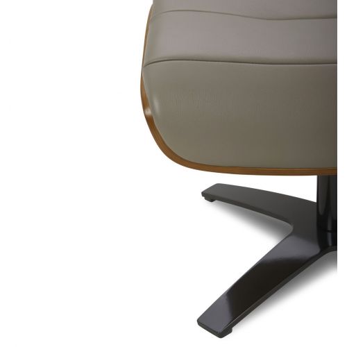 Puf de piel y roble natural - Vega