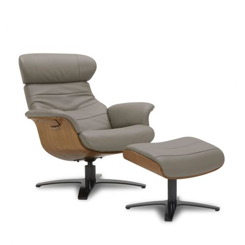 Puf de piel y roble natural - Vega