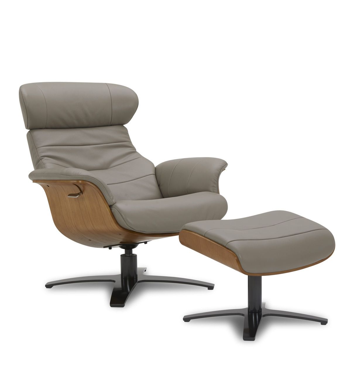 Puf de piel y roble natural - Vega