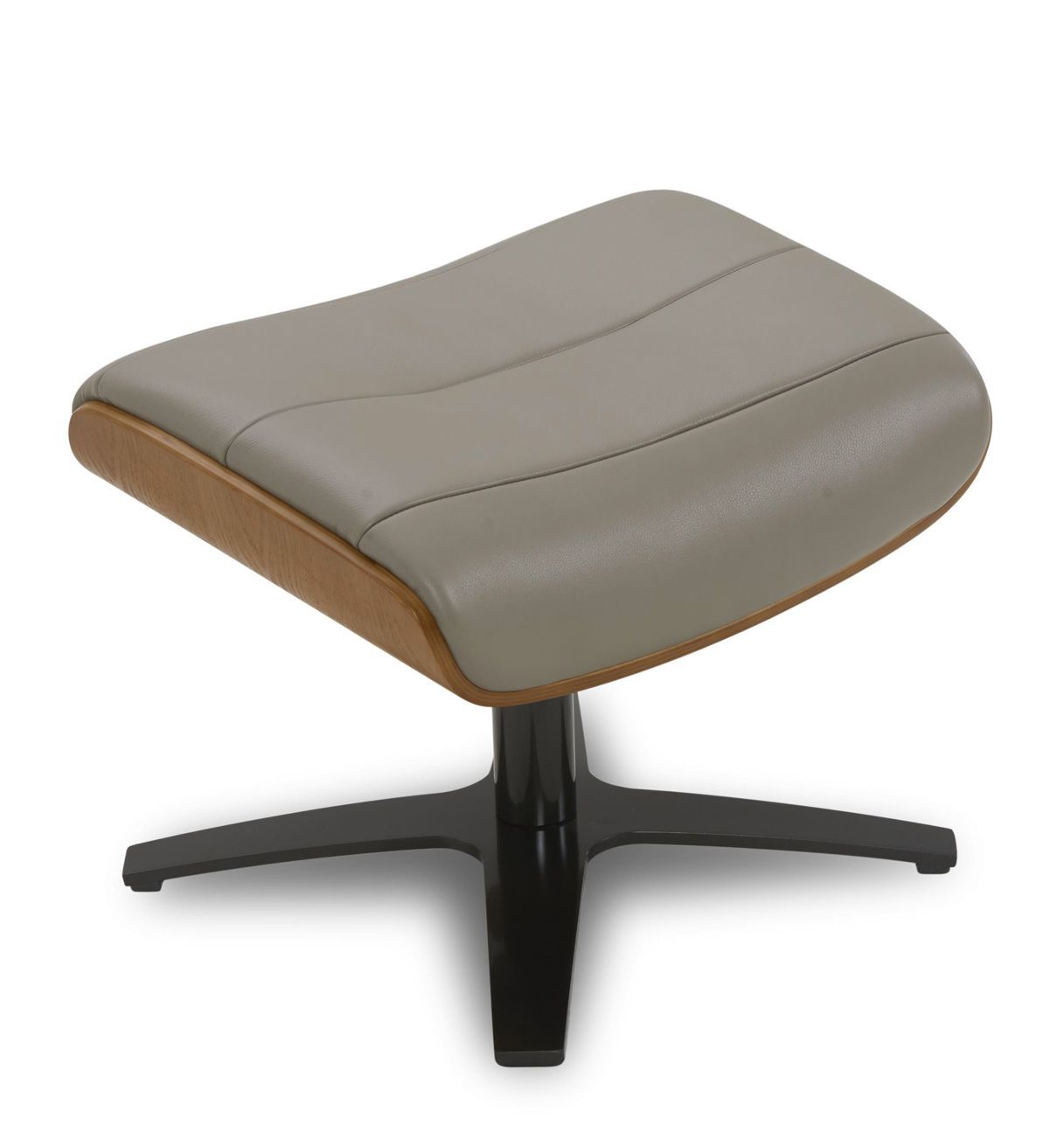 Puf de piel y roble natural - Vega