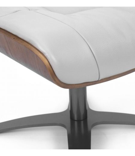 Puf de piel y roble natural - Vega