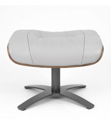 Puf de piel y roble natural - Vega