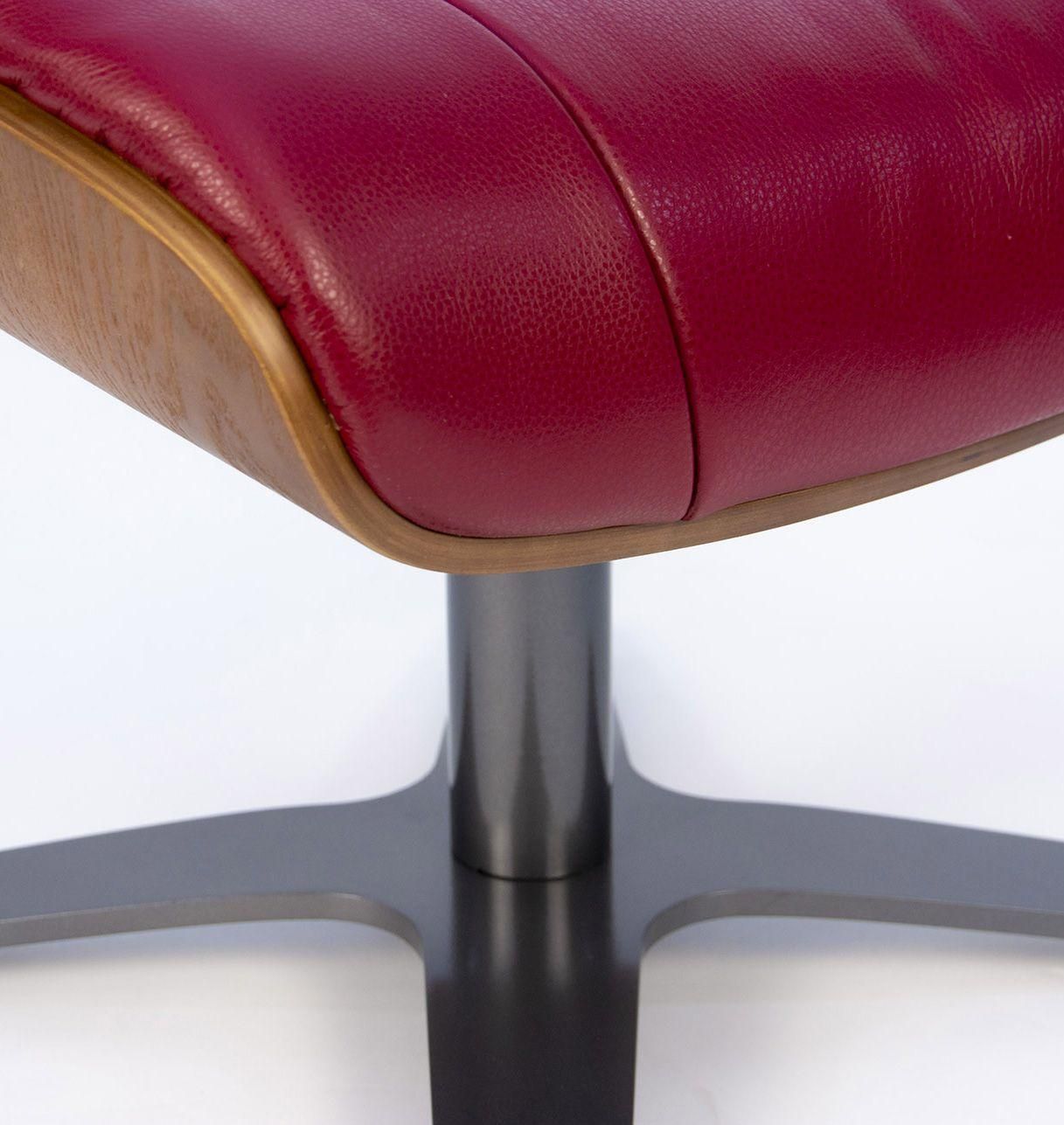 Puf de piel y roble natural - Vega