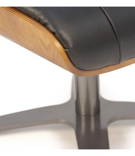 Puf de piel y roble natural - Vega