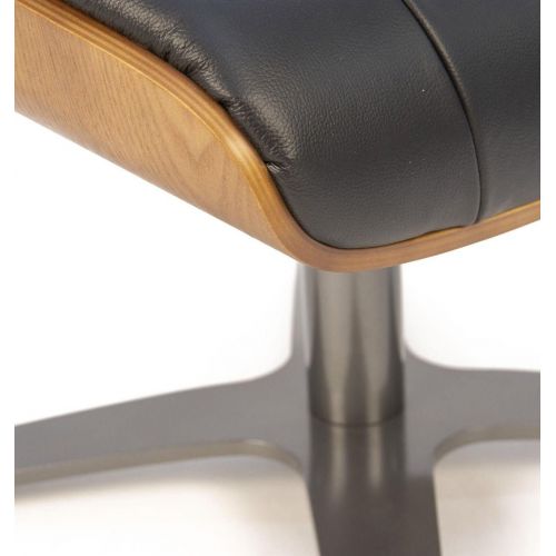 Pouf en Cuir et Chêne Naturel - Véga