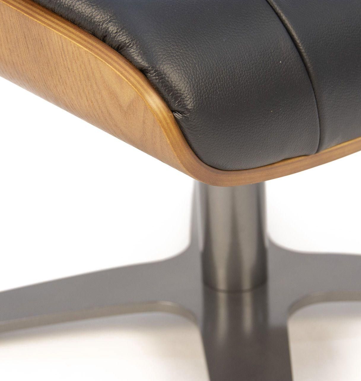 Puf de piel y roble natural - Vega