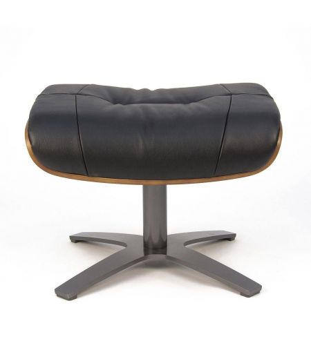 Puf de piel y roble natural - Vega