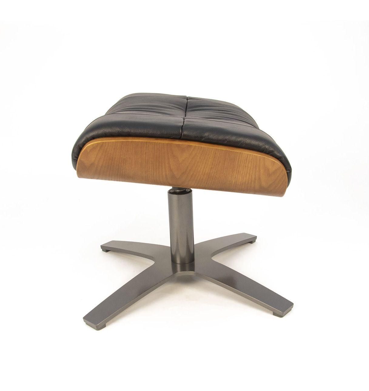 Puf de piel y roble natural - Vega