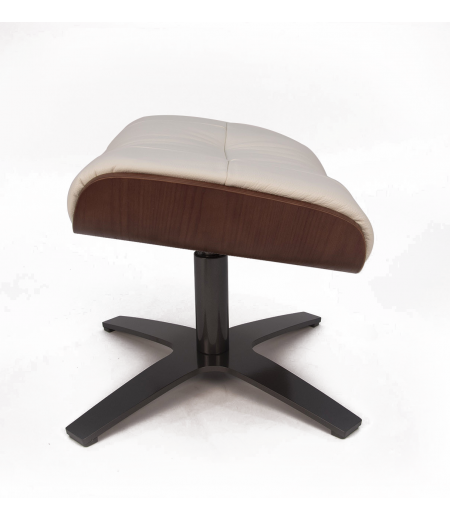 Puf de piel y roble natural - Vega