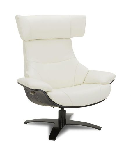 Armchair in leather and black oak - Naos - White