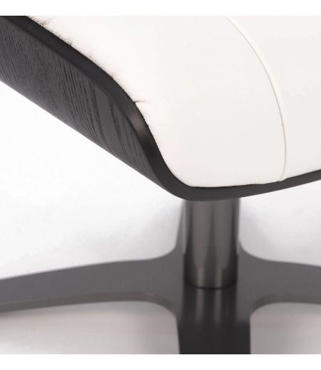 Pouf Cuir et Chêne Noir - Véga