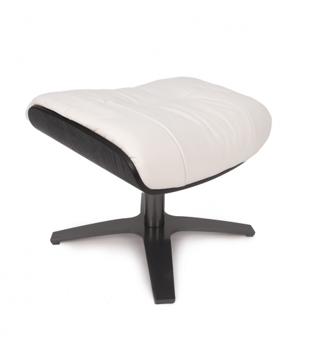 Pouf Cuir et Chêne Noir - Véga