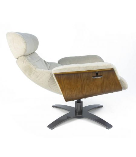 Fauteuil Tissu ou Velours et Chêne Naturel - Véga