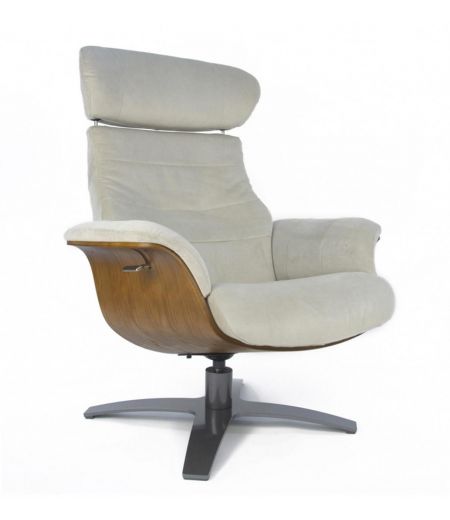 Fabric or Velvet and Natural Oak Armchair - Vega - Beige