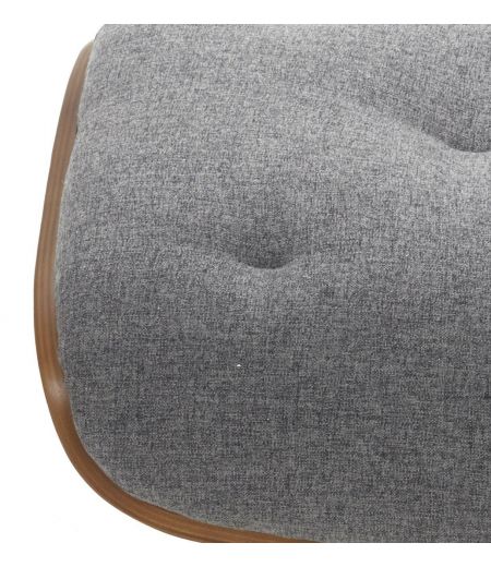 Fabric and Natural Oak Pouffe - Aludra