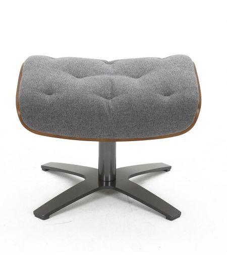 Fabric and Natural Oak Pouffe - Aludra