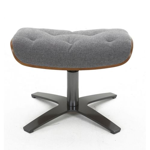 Fabric and Natural Oak Pouffe - Aludra