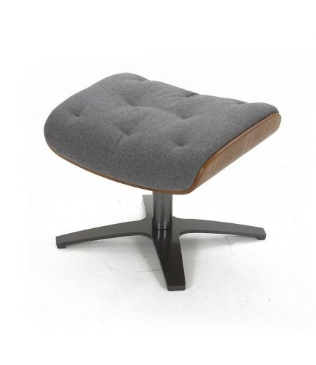 Fabric and Natural Oak Pouffe - Aludra