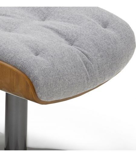 Fabric and Natural Oak Pouffe - Aludra
