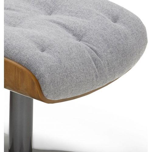 Fabric and Natural Oak Pouffe - Aludra