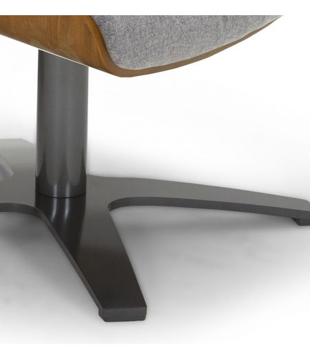 Fabric and Natural Oak Pouffe - Aludra