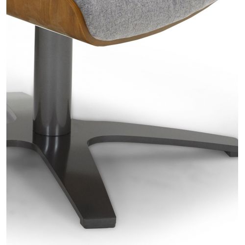 Pouf Tissu et Chêne Naturel - Aludra