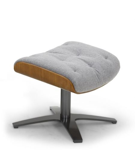 Fabric and Natural Oak Pouffe - Aludra