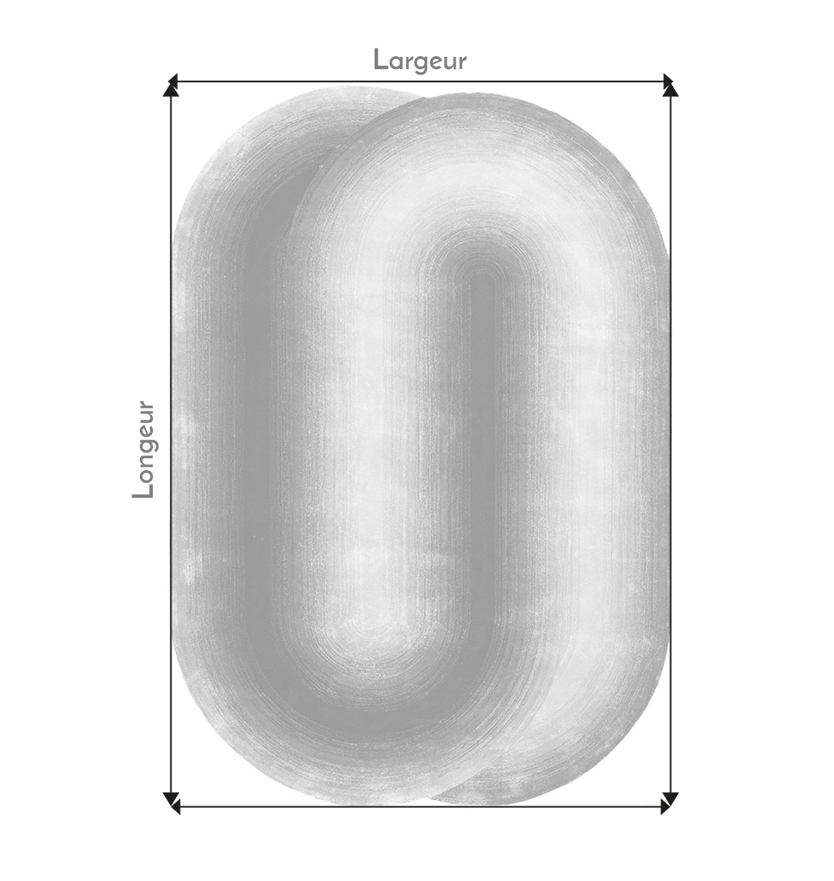 Tapis Ovale Noir et Gris Dégradés - Pure