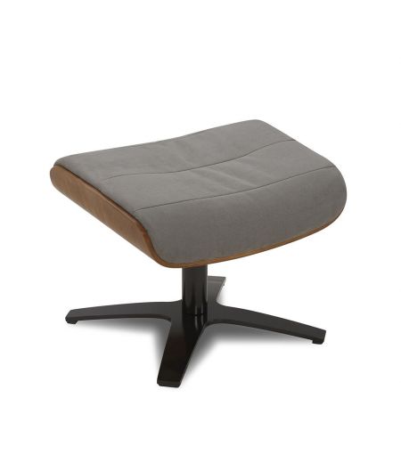 Pouf Fabric or Velvet and Natural Oak - Véga - Anthracite