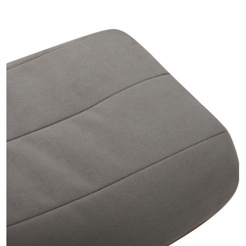 Pouf Tissu ou Velours et Chêne Naturel - Véga