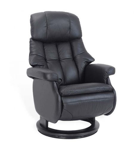 Design Relaxation Armchair with Integrated Pouf - Leather and Microstar - COSY