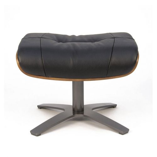 Fauteuil et Pouf relax manuel - Cuir et Chêne Naturel - VEGA