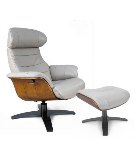 copy of Fauteuil et Pouf relax manuel - Tissu et Chêne Naturel - Aludra