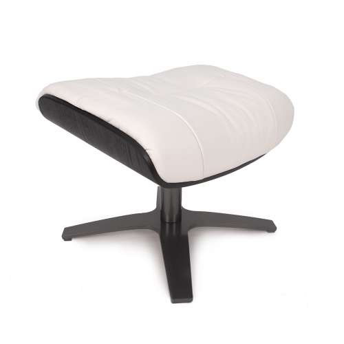 Fauteuil et Pouf relax manuel - Cuir et Chêne Noir - VEGA