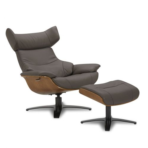 copy of Sillón y puf de piel roja y roble natural - NAOS