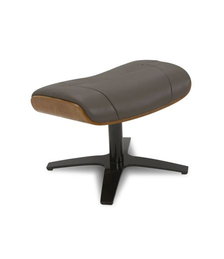 copy of Sillón y puf de piel roja y roble natural - NAOS