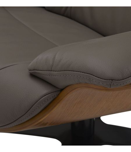 copy of Sillón y puf de piel roja y roble natural - NAOS