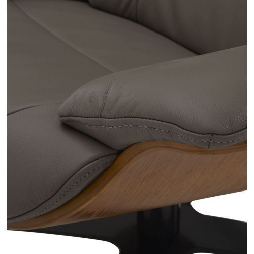 copy of Sillón y puf de piel roja y roble natural - NAOS