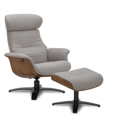 copy of Fauteuil et Pouf relax manuel - Tissu et Chêne Naturel - Aludra