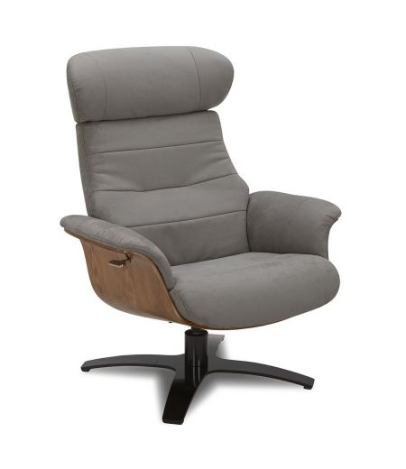 Fauteuil et Pouf relax manuel - Tissu ou Velours et Chêne Naturel - VEGA
